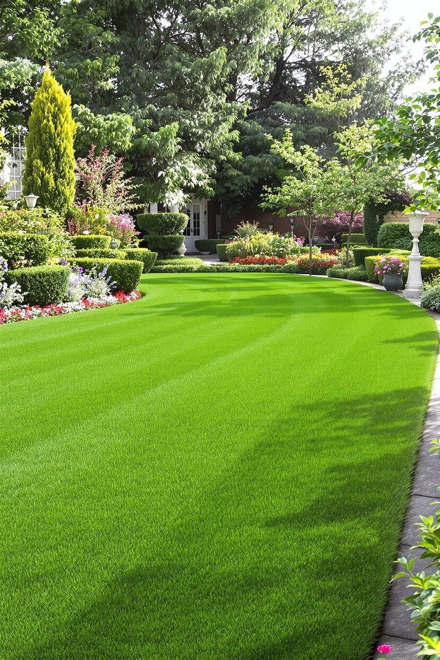 manicured_green_lawn_with_flowerbeds_and_ornaments